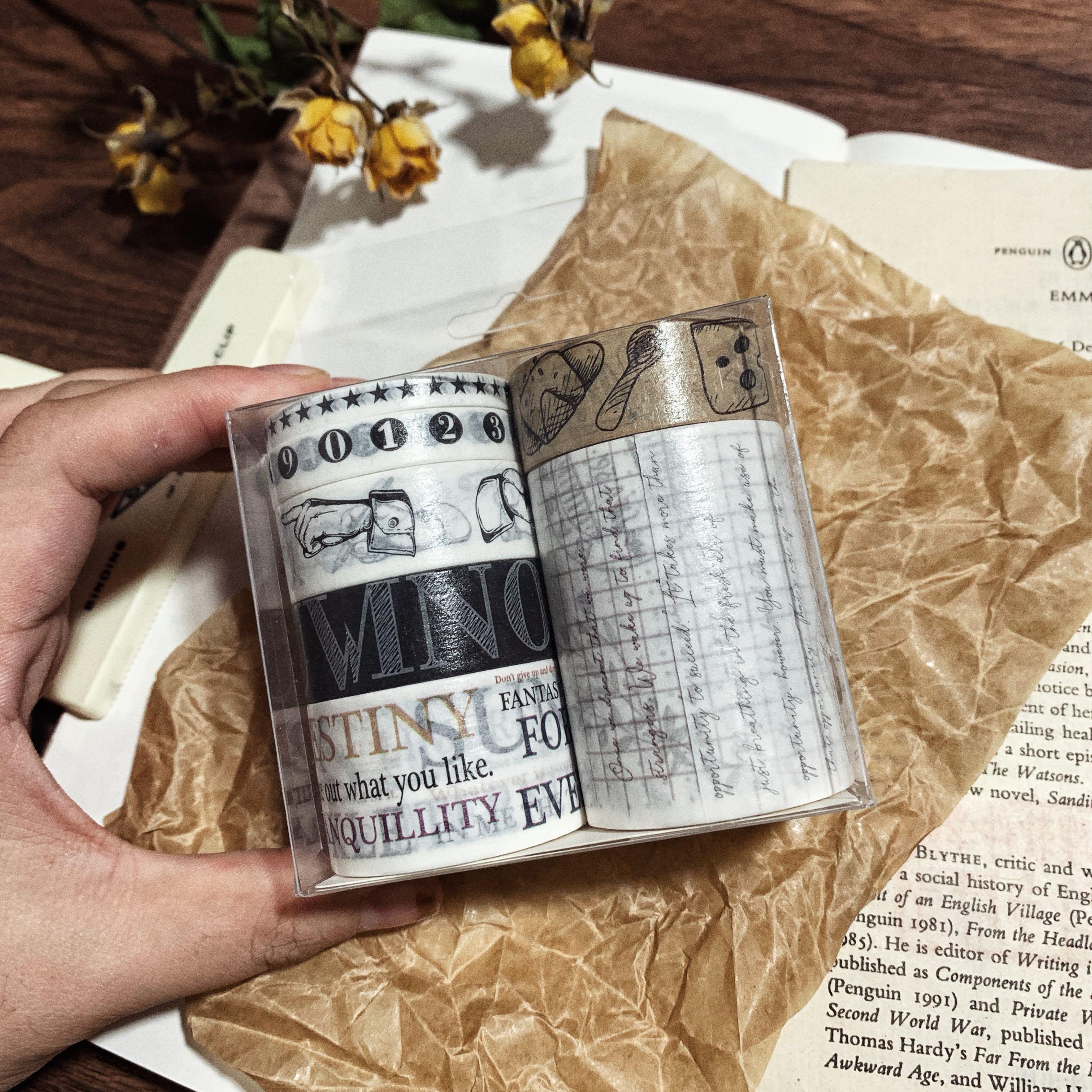 7 Pcs Travel & Old Days Washi Tape Set - Old Days - PaperWrld
