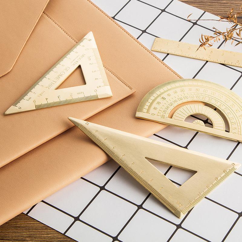 Brass Ruler or Triangle Ruler Protractor for Journaling &amp; Scrapbooking - PaperWrld