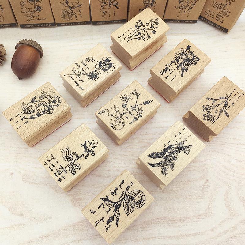 Flowers & Grass Wooden Stamps - PaperWrld
