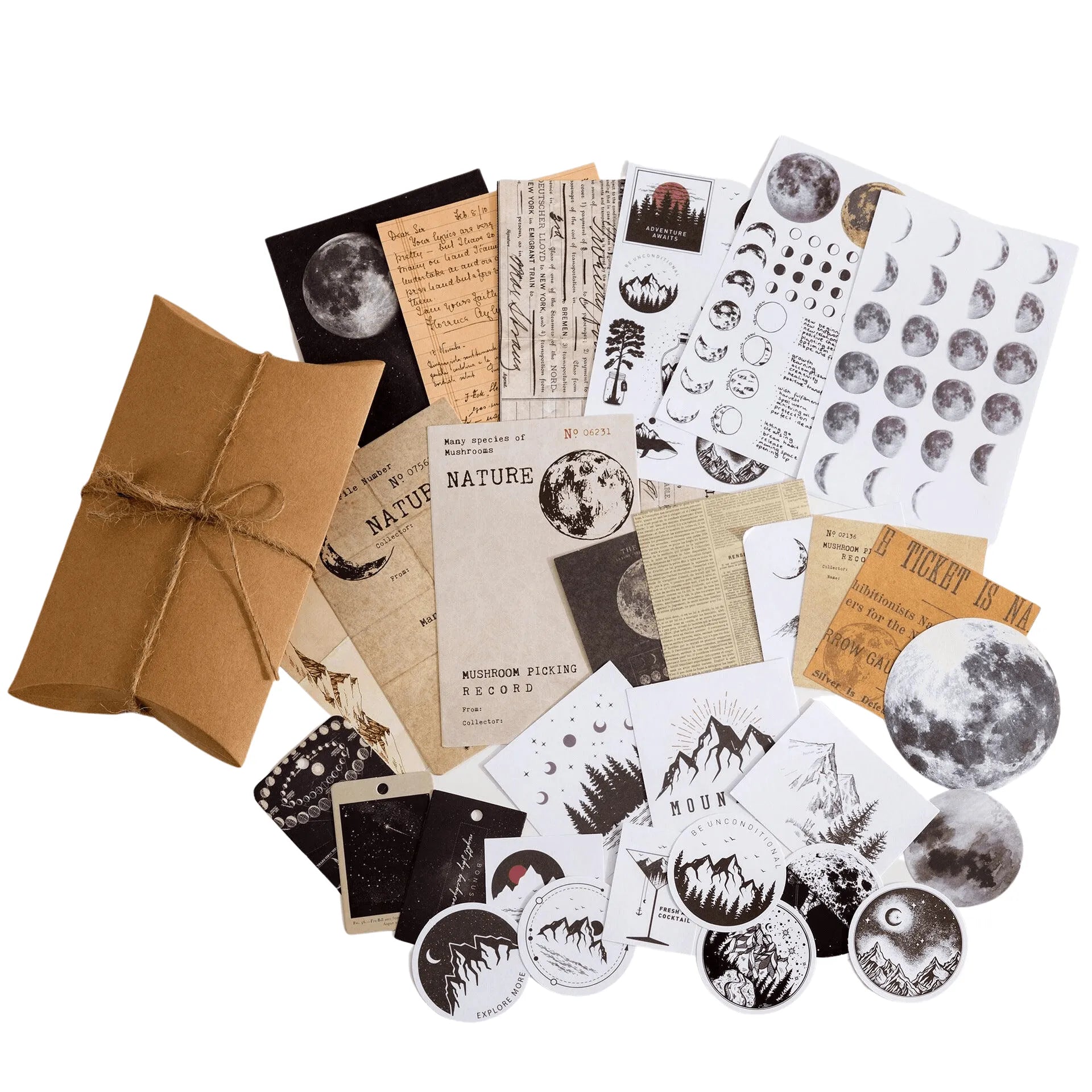 Paper & Stickers Pack Decorative Natural Collection for Journaling & Scrapbooking - PaperWrld