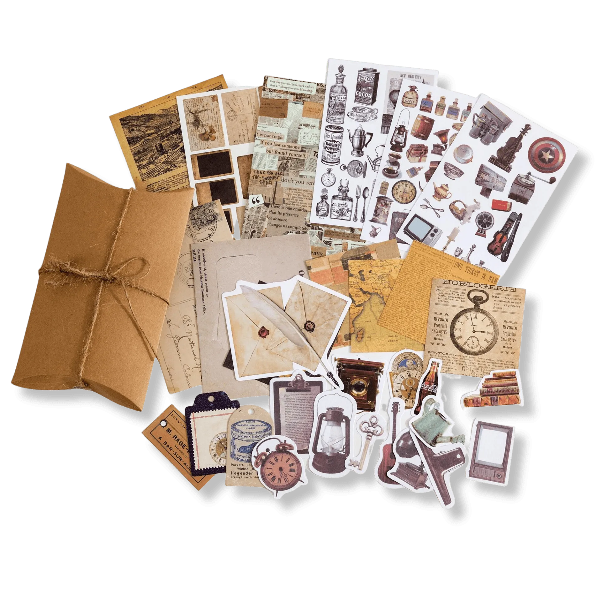 Paper & Stickers Pack Decorative Natural Collection for Journaling & Scrapbooking - PaperWrld