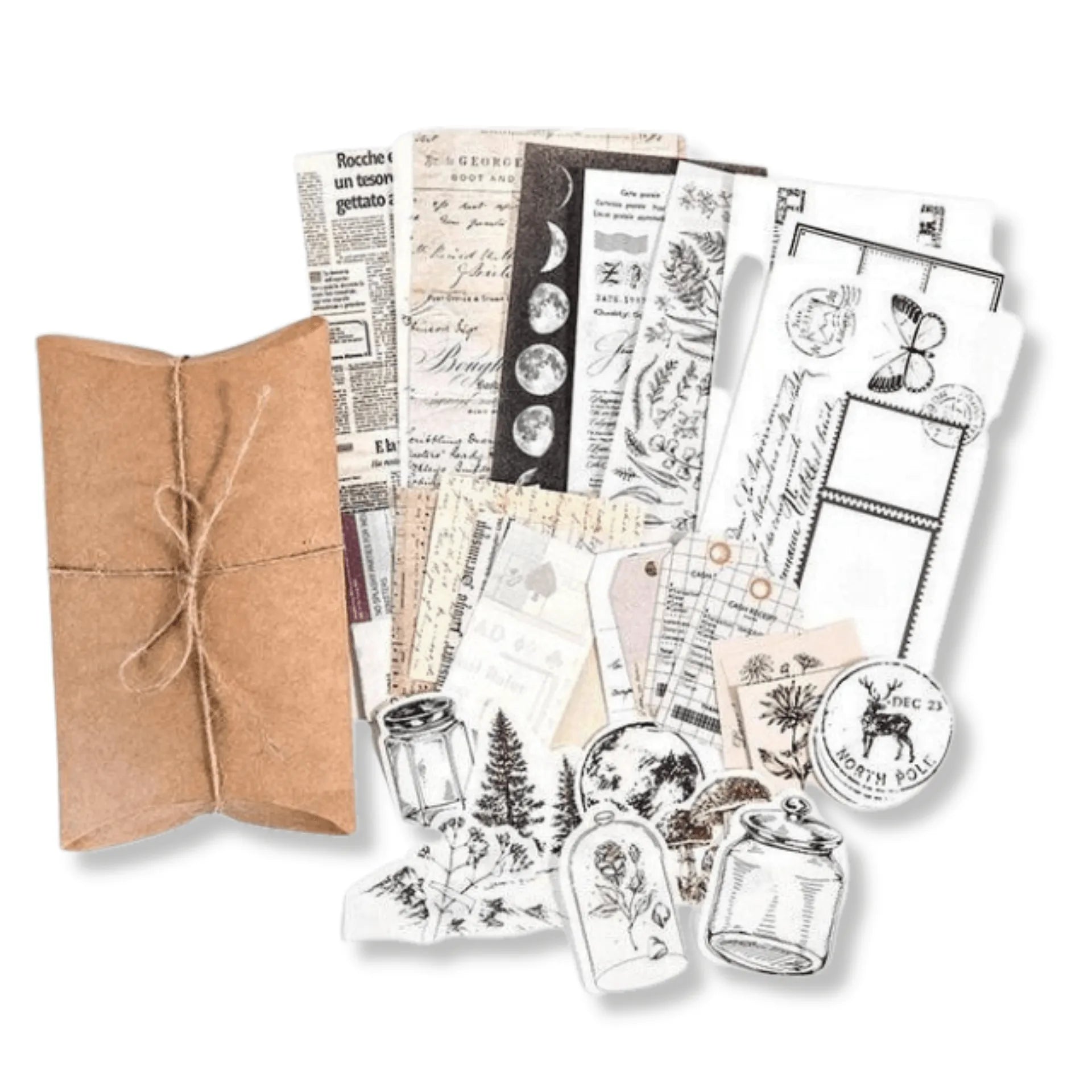 Paper & Stickers Pack Decorative Natural Collection for Journaling & Scrapbooking - PaperWrld