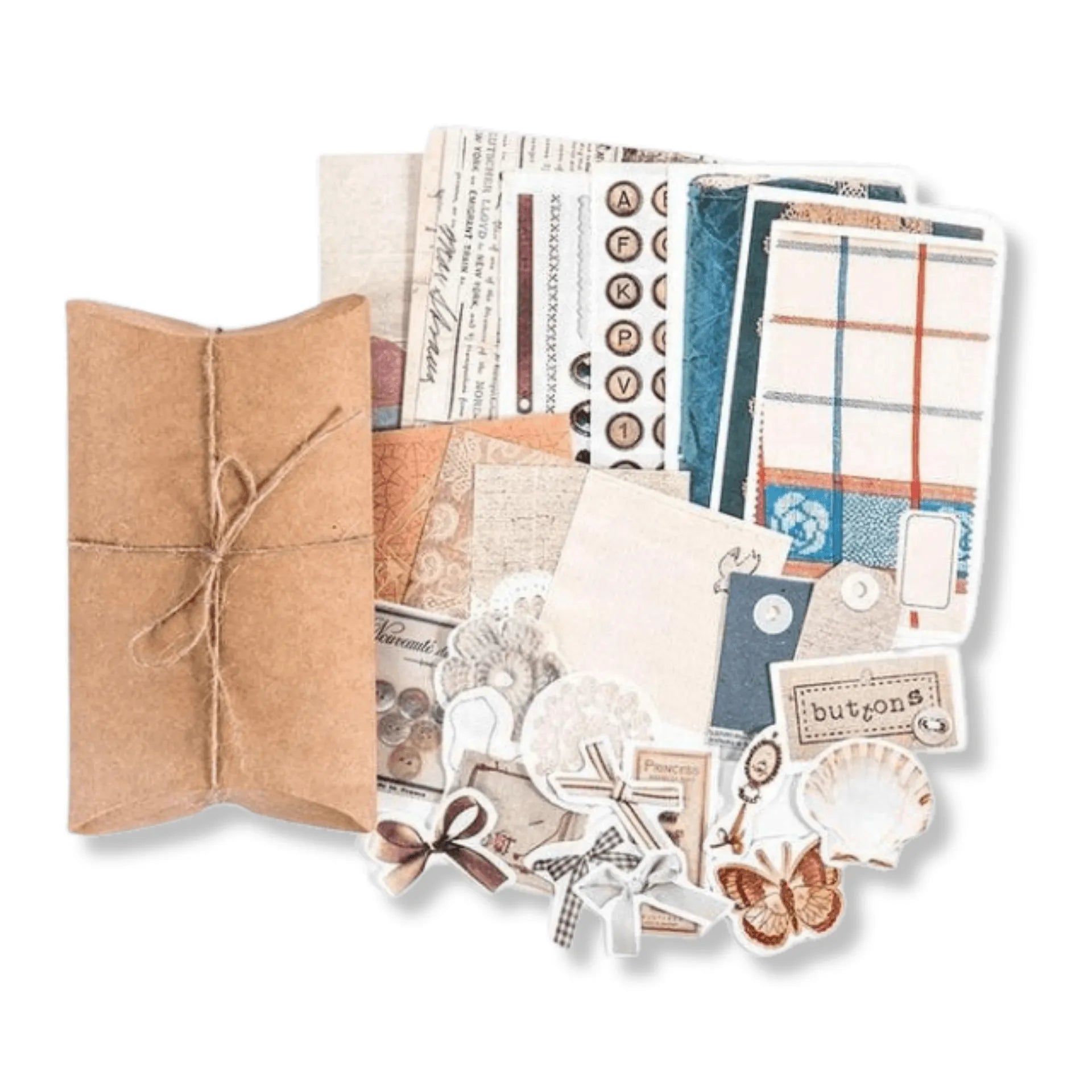 Paper & Stickers Pack Decorative Natural Collection for Journaling & Scrapbooking - PaperWrld