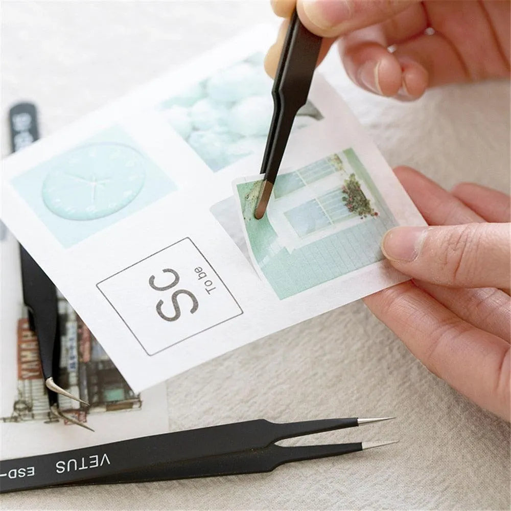 Stainless Steel Black Tweezers for Journaling & Scrapbooking - PaperWrld