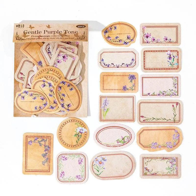 flower language collection stickers - Gentle Purple Tone - PaperWrld