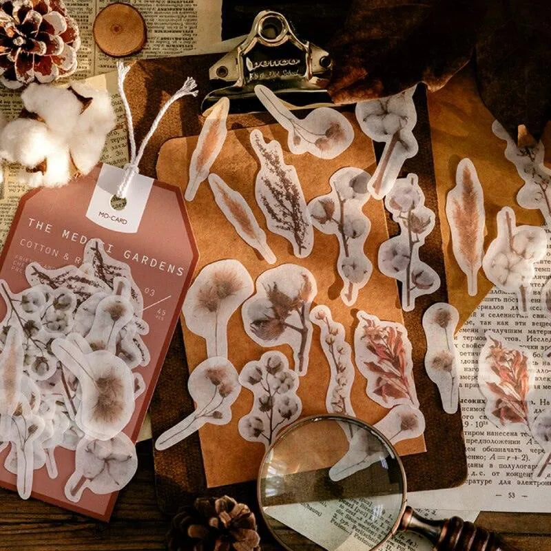 The Medici Gardens Sticker Pack - 45 Pcs Botanical Washi Stickers for Journaling & Scrapbooking - PaperWrld