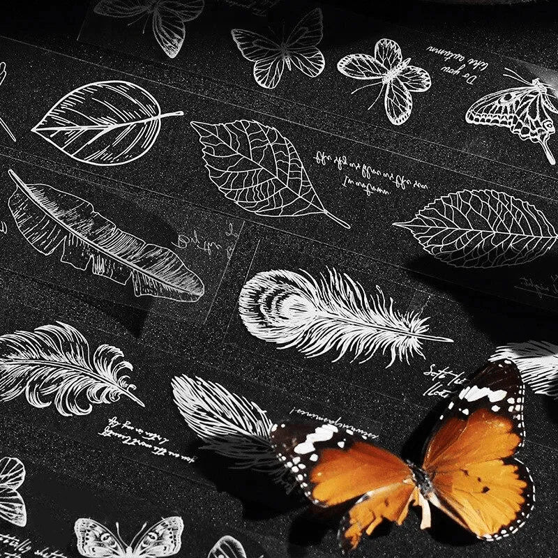Butterfly, Leaves, and Feathers Transparent PET Washi Tape for Journaling & Scrapbooking - PaperWrld