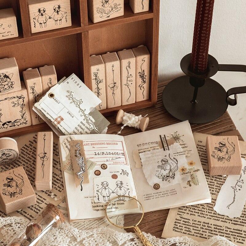 Girl Wooden Rubber Stamps for Journaling &amp; Scrapbooking - PaperWrld