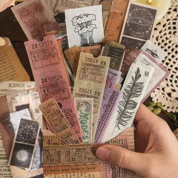 Retro Deco Stickers 40pcs Crafting Delights for Journaling & Scrapbooking - PaperWrld