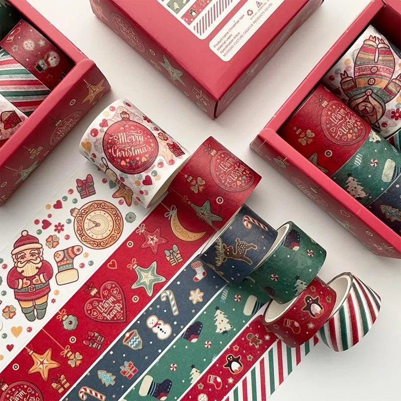 6pcs/set Cute Christmas Day Washi Tape Box for Journaling & Scrapbooking - PaperWrld