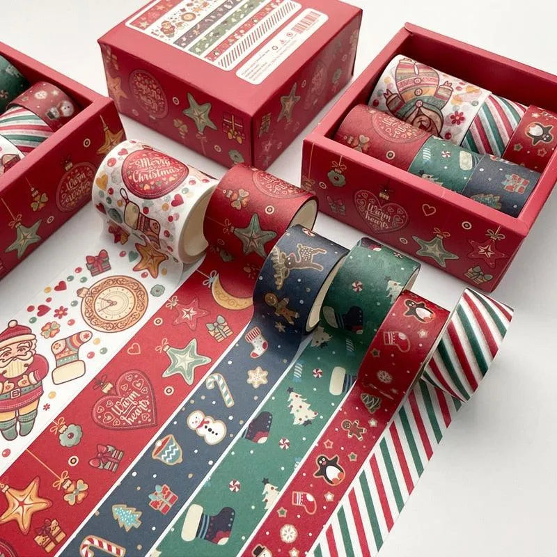 6pcs/set Cute Christmas Day Washi Tape Box for Journaling & Scrapbooking - PaperWrld