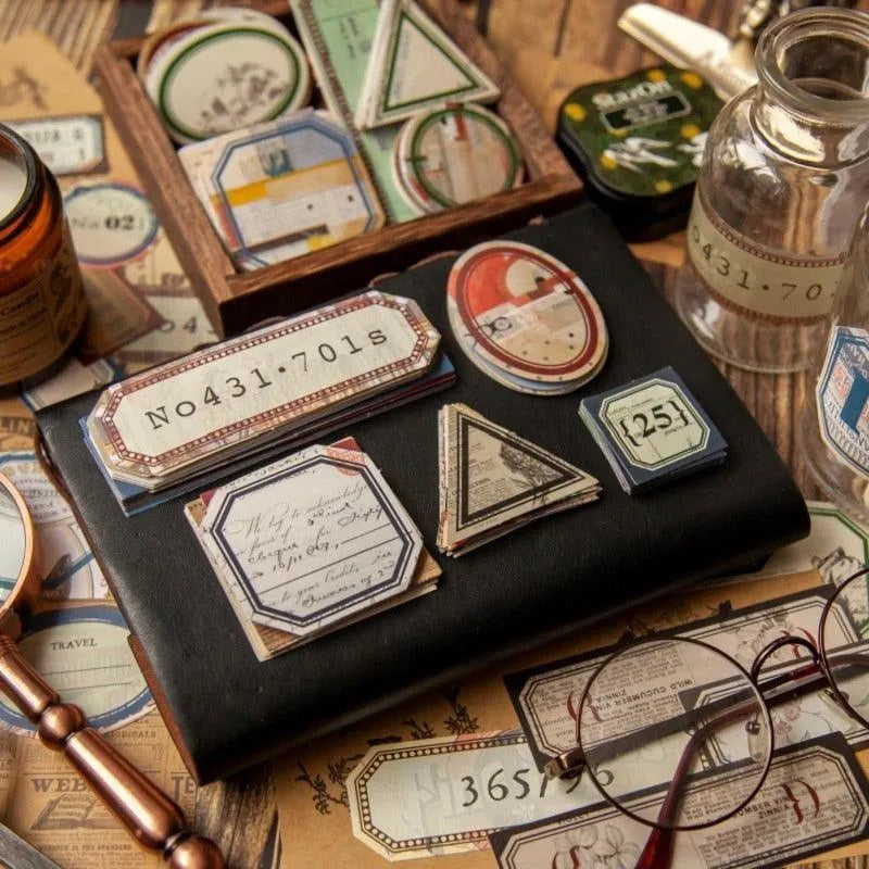 Retro Label Stickers 40pcs for Journaling & Scrapbooking - PaperWrld