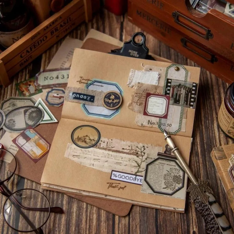 Retro Label Stickers 40pcs for Journaling & Scrapbooking - PaperWrld