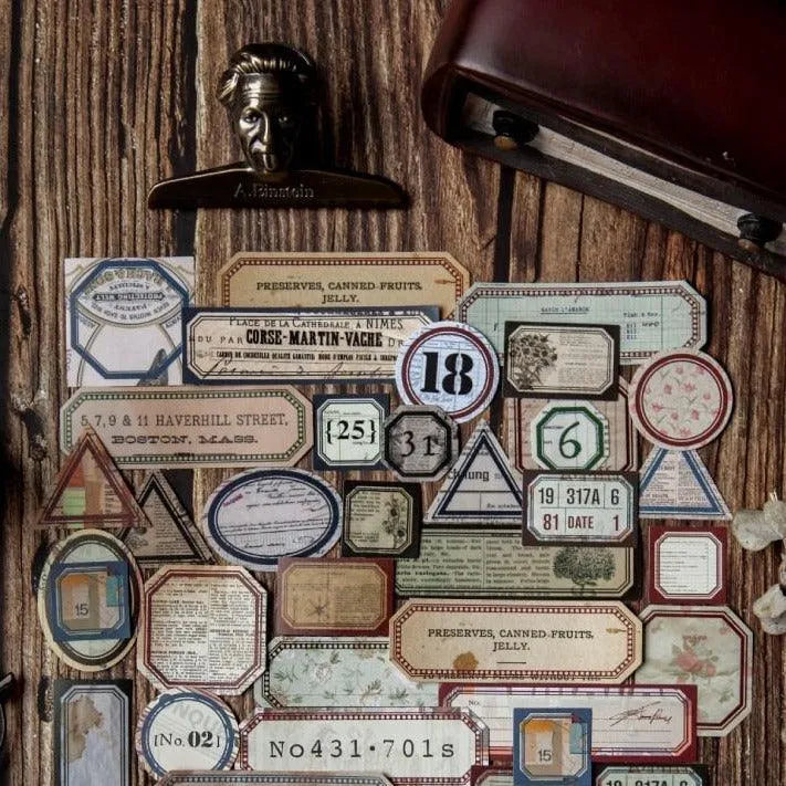 Retro Label Stickers 40pcs for Journaling & Scrapbooking - PaperWrld