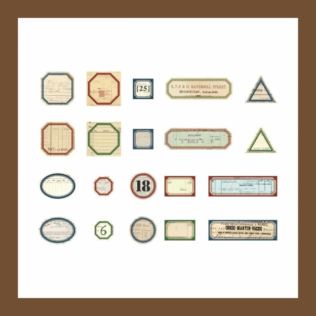 Retro Label Stickers 40pcs for Journaling & Scrapbooking - PaperWrld