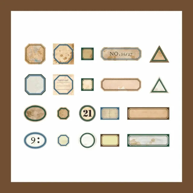 Retro Label Stickers 40pcs for Journaling & Scrapbooking - PaperWrld