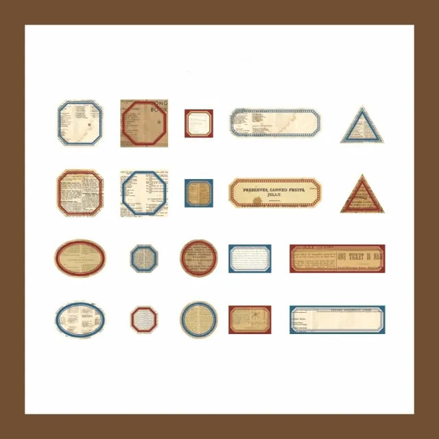 Retro Label Stickers 40pcs for Journaling & Scrapbooking - PaperWrld