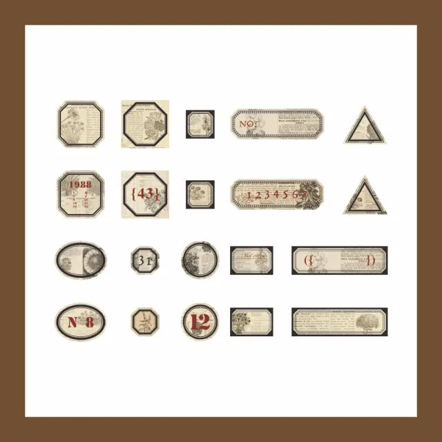 Retro Label Stickers 40pcs for Journaling & Scrapbooking - PaperWrld