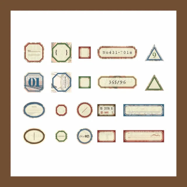 Retro Label Stickers 40pcs for Journaling & Scrapbooking - PaperWrld