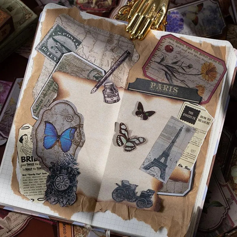 Dimi 60pcs/box Time Travel Notes Stickers 2kind Material Adhesive DIY Bookmarks Decor Scrapbooking Retro plant Journal Sticker - PaperWrld - Journaling - Scrapbooking