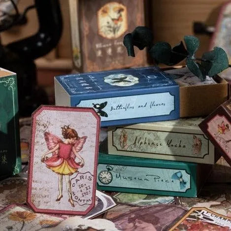 Dimi 60pcs/box Time Travel Notes Stickers 2kind Material Adhesive DIY Bookmarks Decor Scrapbooking Retro plant Journal Sticker - PaperWrld - Journaling - Scrapbooking