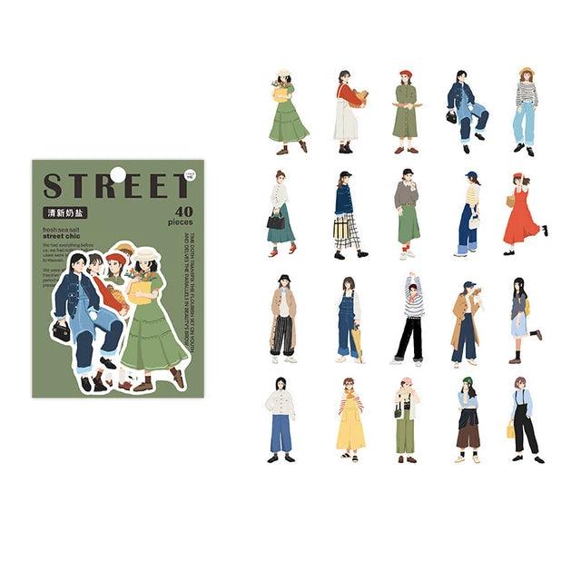 Street Style Girls Sticker Set - 40 Fashionable Pieces for Journaling &amp; Scrapbooking - PaperWrld