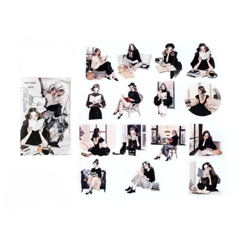 Elegant Reading PET Sticker Pack