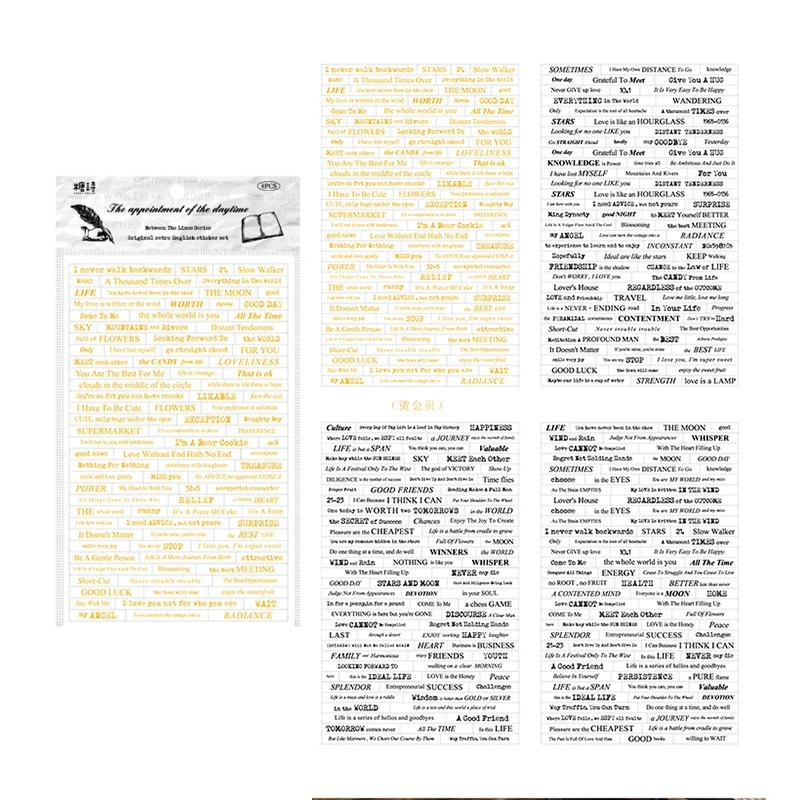 Vintage Quote Sticker Set - 4 Sheets per Pack