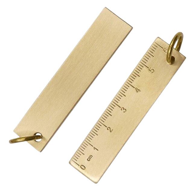 Compact 6cm Brass Keychain Ruler