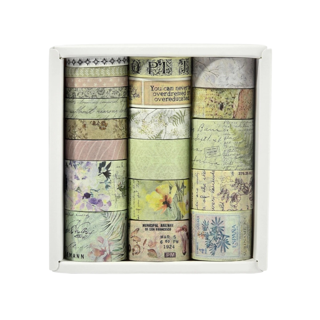 Vintage Washi Tape Library – 20 Rolls Set