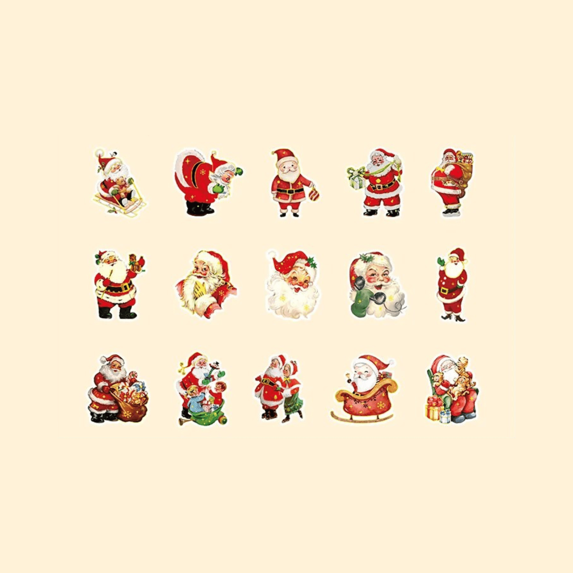 PAPERWRLD - 50Pcs Retro Washi Paper Christmas Stickers