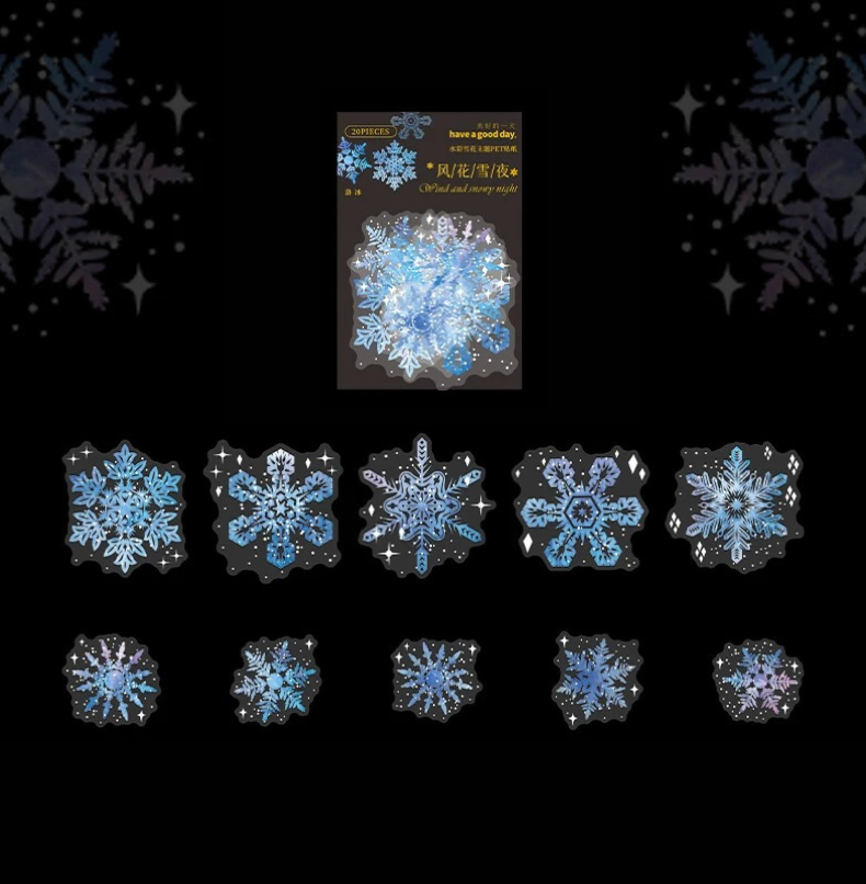 Holographic Snowflake PET Sticker Pack