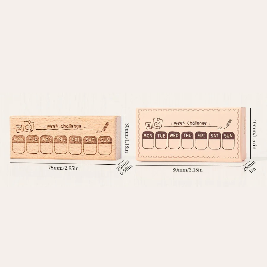 Cat Planner Wooden Rubber Stamp