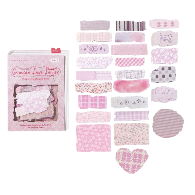 Candy Poetry Fragmented Fabric Scrapbooking Stickers