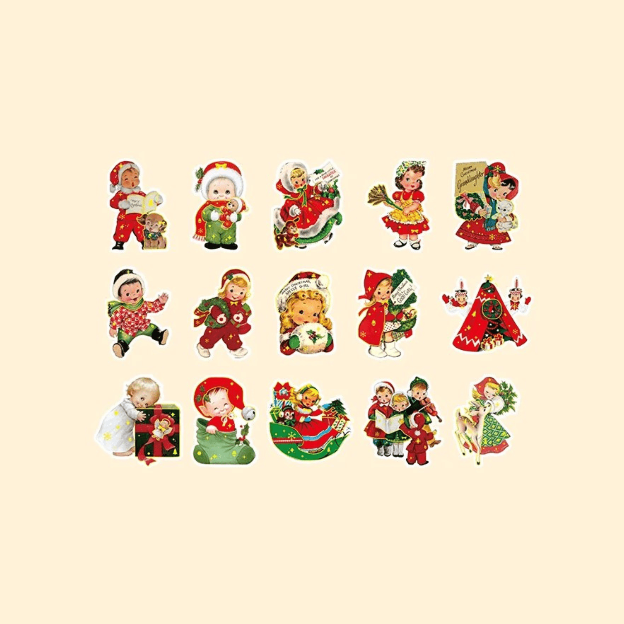 PAPERWRLD - 50Pcs Retro Washi Paper Christmas Stickers