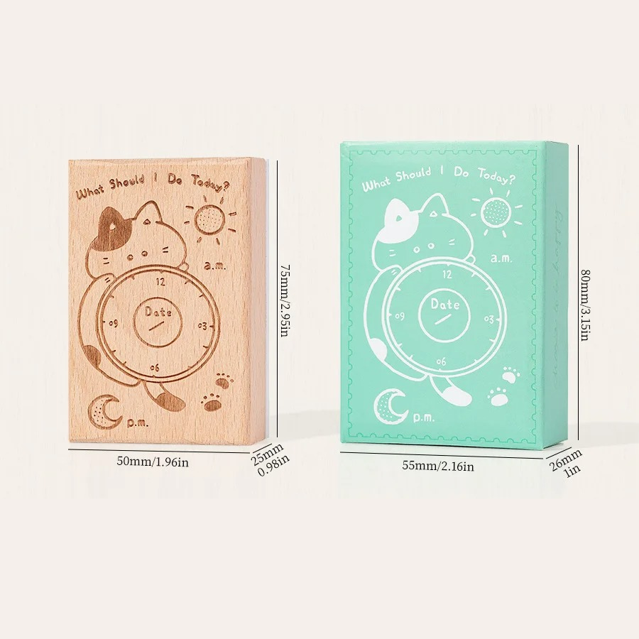 Cat Planner Wooden Rubber Stamp