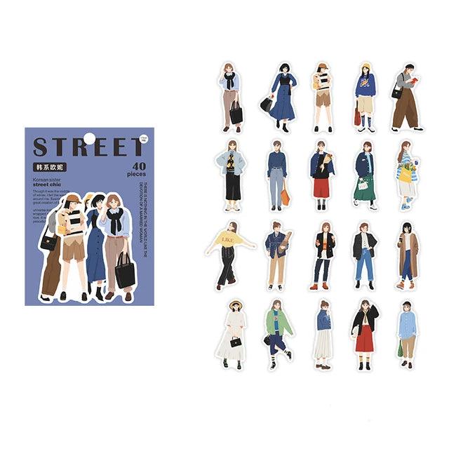 Street Style Girls Sticker Set - 40 Fashionable Pieces for Journaling &amp; Scrapbooking - PaperWrld