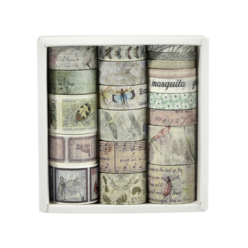 Vintage Washi Tape Library – 20 Rolls Set