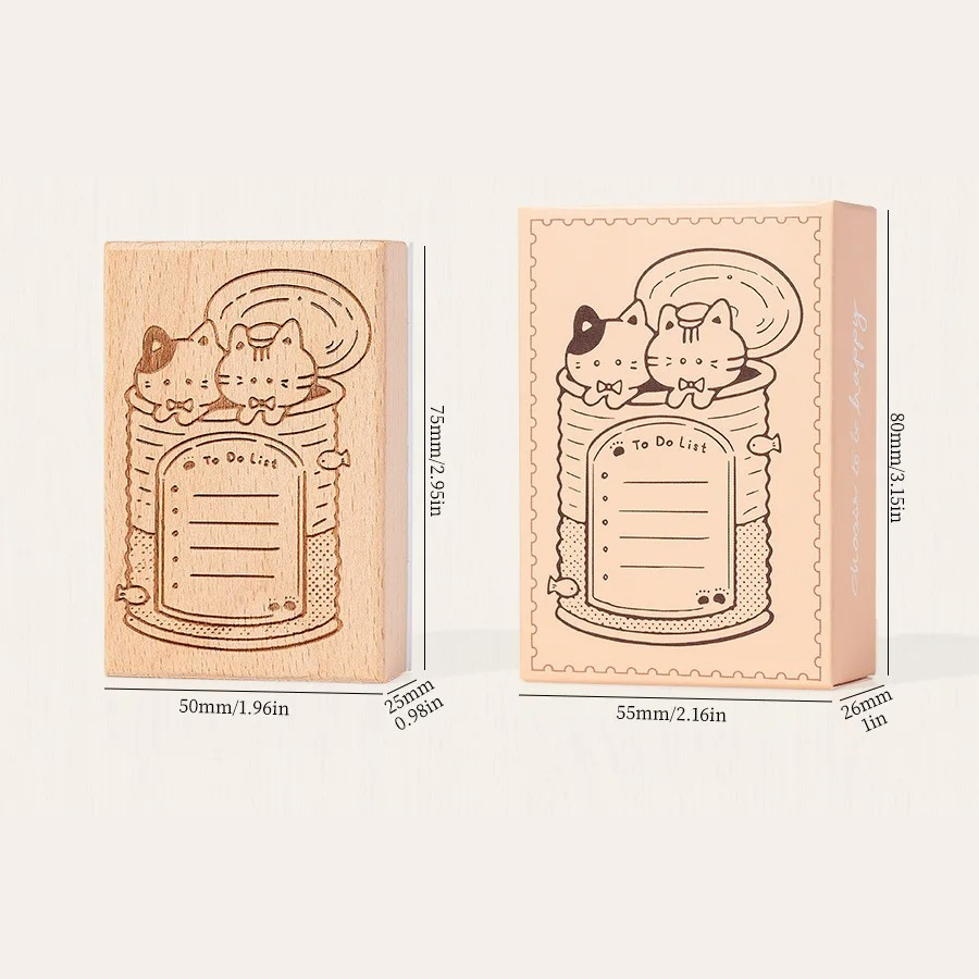 Cat Planner Wooden Rubber Stamp