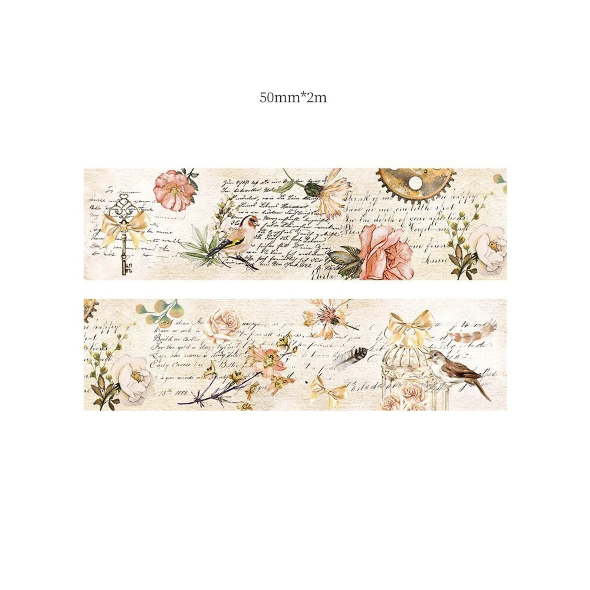 Handwritten Letter and Flower Adhesive Washi Tape - H - PaperWrld