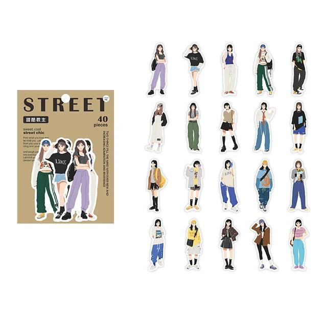 Street Style Girls Sticker Set - 40 Fashionable Pieces for Journaling &amp; Scrapbooking - PaperWrld