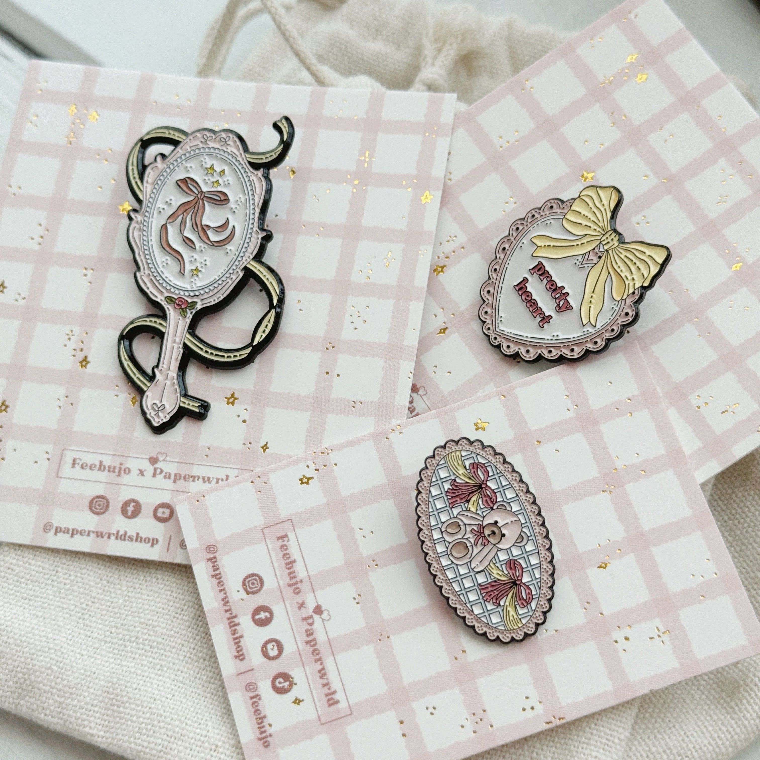 Coquette Soft Enamel Pins - Feebujo x Paperwrld Collaboration