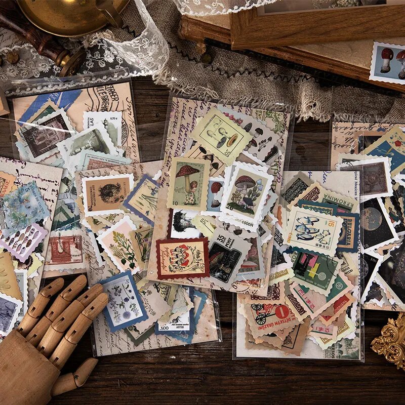 Autocollants en papier enduit de timbre-poste 46 pièces