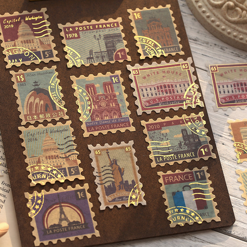 Autocollants de timbres vintage inspirés de la nature