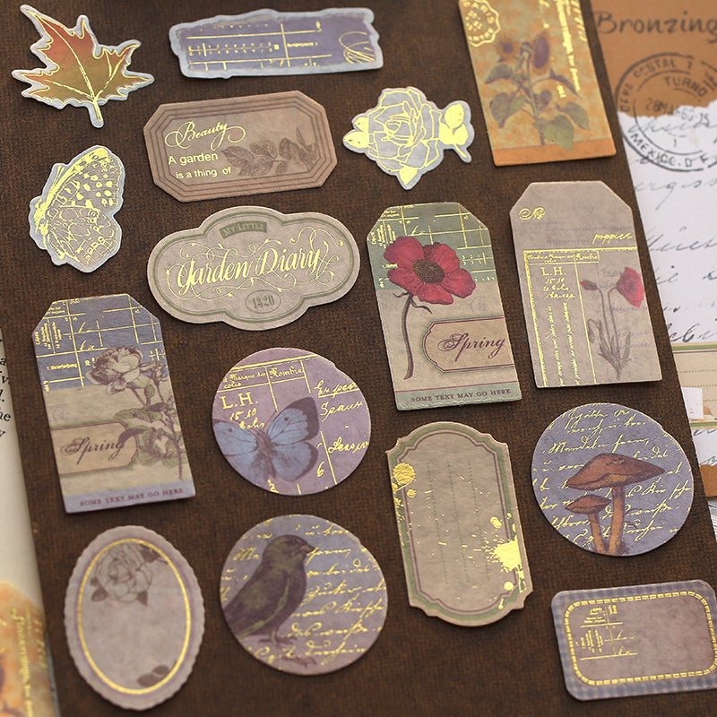 Autocollants de timbres vintage inspirés de la nature