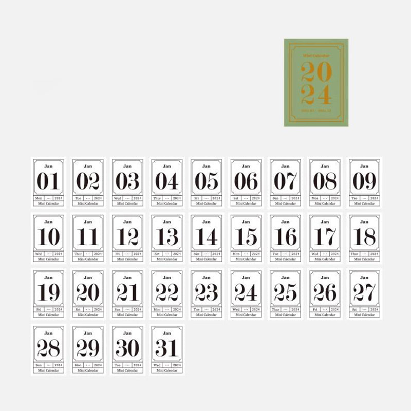 Colorful 2024 Mini Calendars - Mint Green - PaperWrld