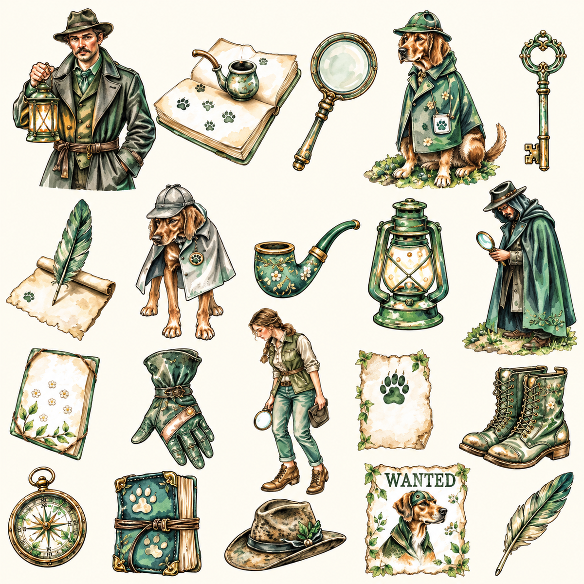Vintage Mystery Detective Stickers