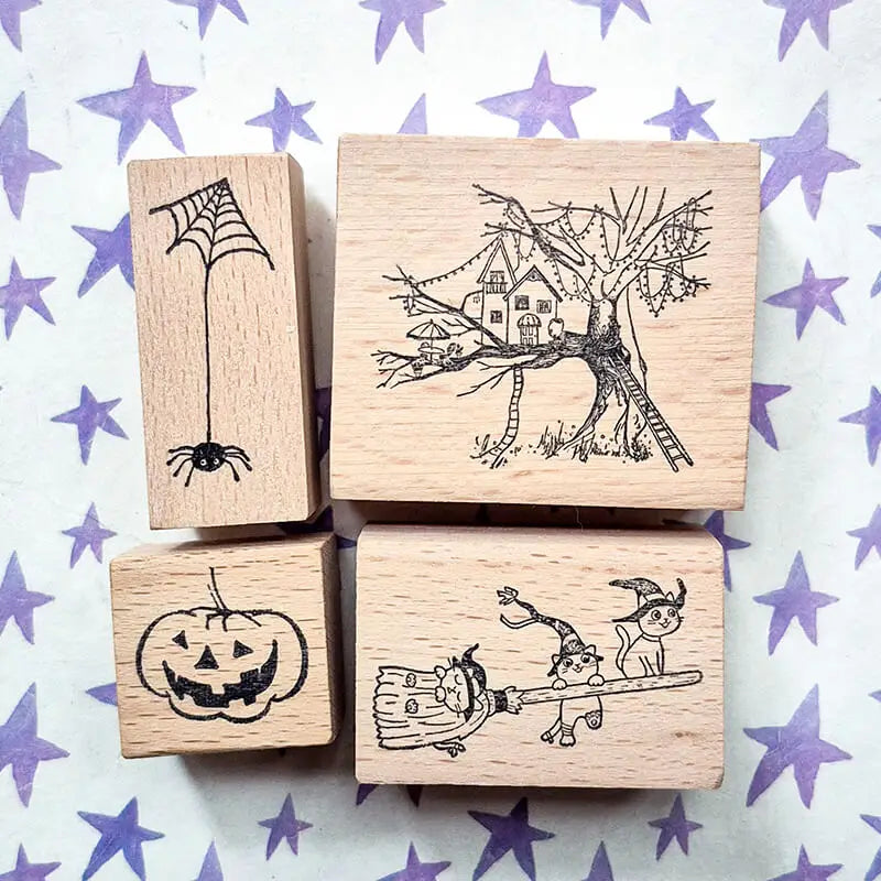 Halloween Trick-or-Treat Hocus Pocus Wooden Stamps 🎃🪄