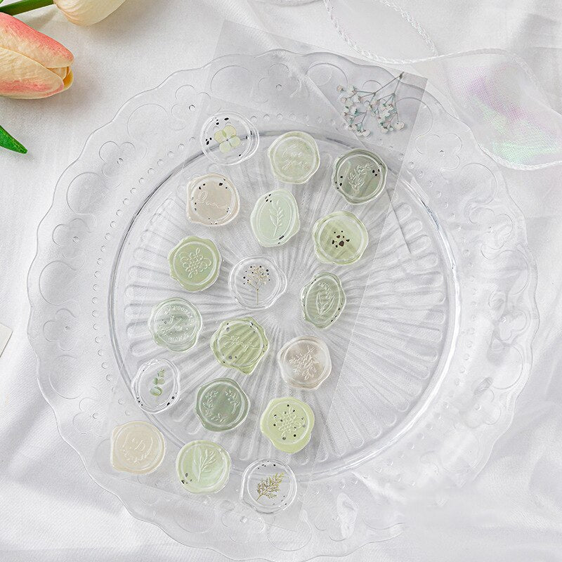 Pastel Bloom Wax Seal Stickers - 18 Pcs Set