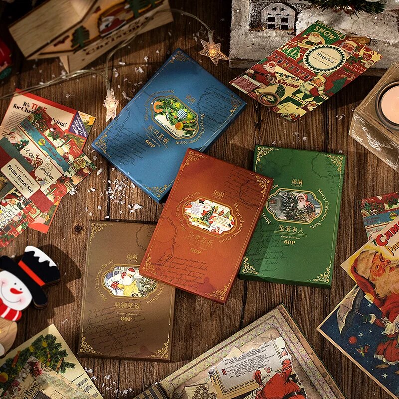 60 Stück Weihnachten Hintergrundmaterial Papier Junk Journal Planer Aufkleber Scrapbooking Vintage Dekorativ DIY Handwerk Fotoalbum